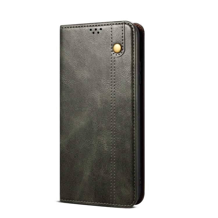 For iPhone 14 Pro Max Simple Wax Crazy Horse Texture Horizontal Flip Leather Case (Dark Green) by bashfashion