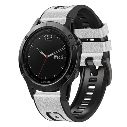 For Garmin Fenix 7X Silicone + Leather Quick Release Watch Band(White) by bashfashion