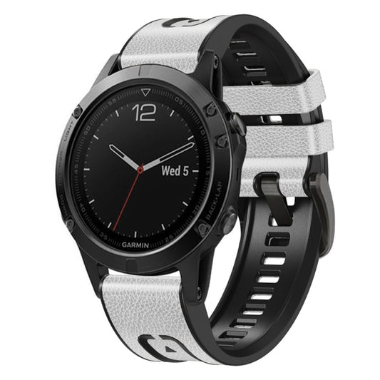 For Garmin Fenix 7X Silicone + Leather Quick Release Watch Band(White) by bashfashion