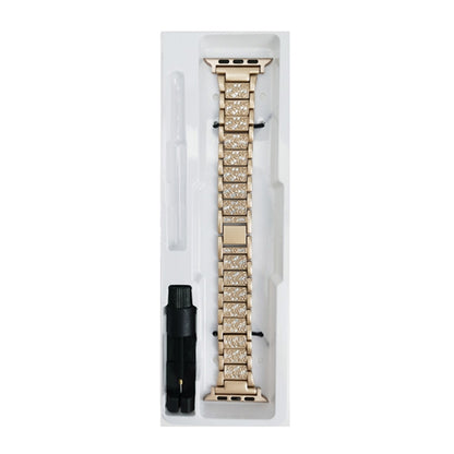 Diamond Metal Watch Band For Apple Watch Ultra 49mm&Watch Ultra 2 49mm / Series 9&8&7 45mm / SE 3&SE 2&6&SE&5&4 44mm / 3&2&1 42mm(Gold) by bashfashion
