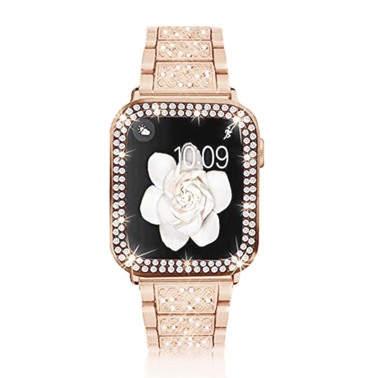 Diamond Metal Watch Band For Apple Watch Ultra 49mm&Watch Ultra 2 49mm / Series 9&8&7 45mm / SE 3&SE 2&6&SE&5&4 44mm / 3&2&1 42mm(Rose Gold) by bashfashion