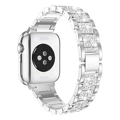 Diamond Metal Watch Band For Apple Watch Ultra 49mm&Watch Ultra 2 49mm / Series 9&8&7 45mm / SE 3&SE 2&6&SE&5&4 44mm / 3&2&1 42mm(Silver) by bashfashion