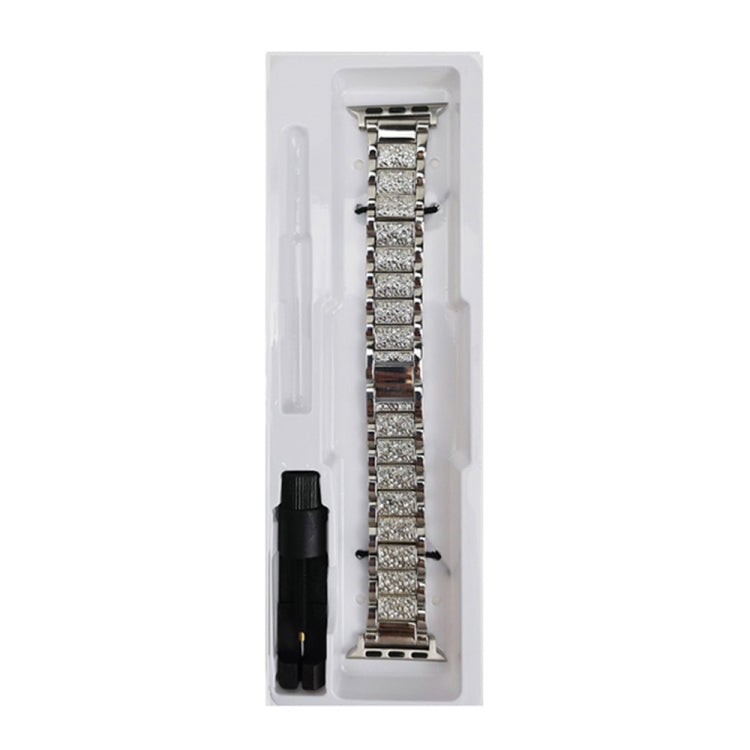 Diamond Metal Watch Band For Apple Watch Ultra 49mm&Watch Ultra 2 49mm / Series 9&8&7 45mm / SE 3&SE 2&6&SE&5&4 44mm / 3&2&1 42mm(Silver) by bashfashion