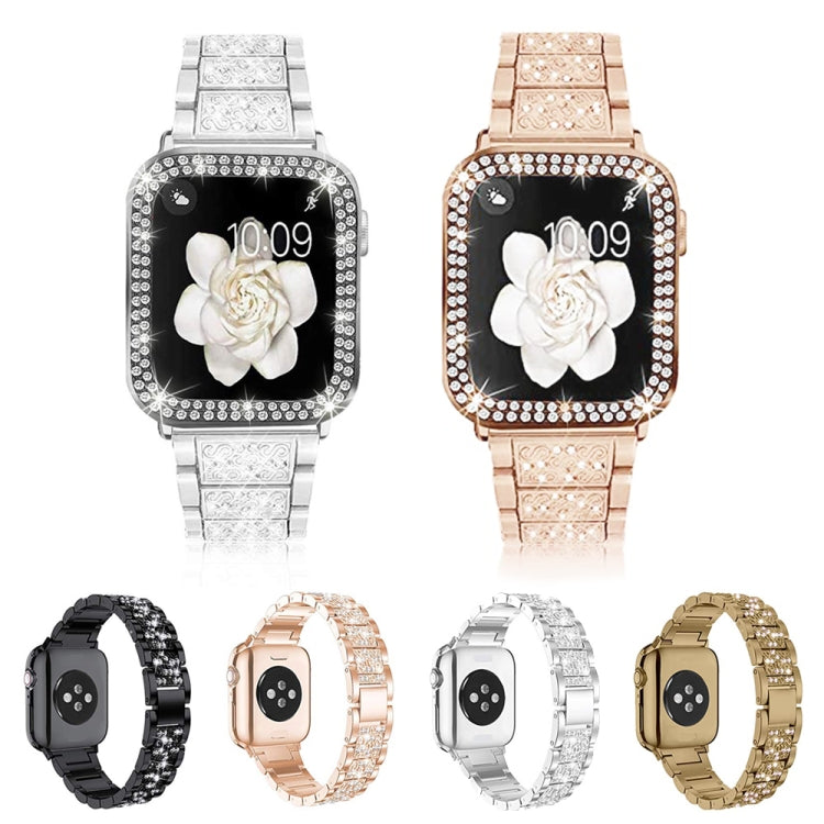 Diamond Metal Watch Band For Apple Watch Ultra 49mm&Watch Ultra 2 49mm / Series 9&8&7 45mm / SE 3&SE 2&6&SE&5&4 44mm / 3&2&1 42mm(Silver) by bashfashion
