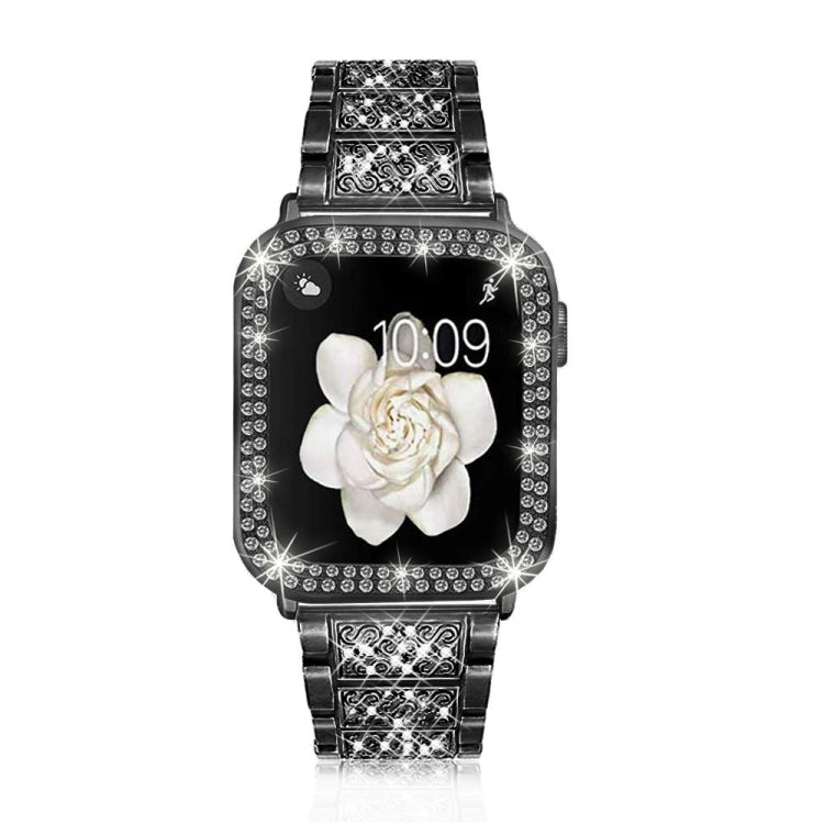 Diamond Metal Watch Band For Apple Watch Series 9&8&7 41mm / SE 3&SE 2&6&SE&5&4 40mm / 3&2&1 38mm(Black) by bashfashion