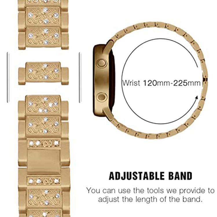 Diamond Metal Watch Band For Apple Watch Series 9&8&7 41mm / SE 3&SE 2&6&SE&5&4 40mm / 3&2&1 38mm(Gold) by bashfashion