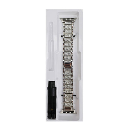 Diamond Metal Watch Band For Apple Watch Series 9&8&7 41mm / SE 3&SE 2&6&SE&5&4 40mm / 3&2&1 38mm(Silver) by bashfashion