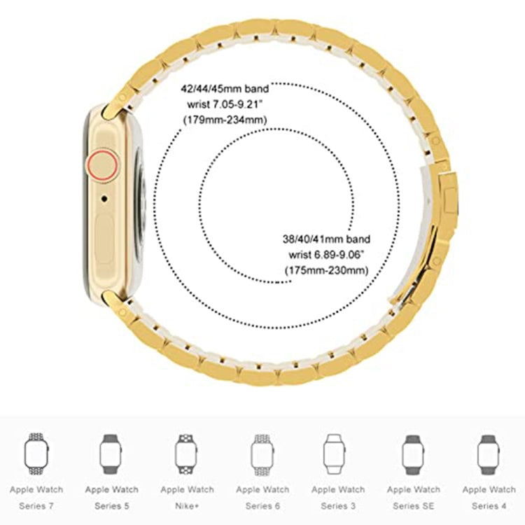 5-bead Stainless Steel Watch Band For Apple Watch Ultra 49mm&Watch Ultra 2 49mm / Series 9&8&7 45mm / SE 3&SE 2&6&SE&5&4 44mm / 3&2&1 42mm(Gold) by bashfashion
