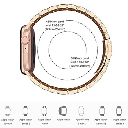 5-bead Stainless Steel Watch Band For Apple Watch Ultra 49mm&Watch Ultra 2 49mm / Series 9&8&7 45mm / SE 3&SE 2&6&SE&5&4 44mm / 3&2&1 42mm(Rose Gold) by bashfashion