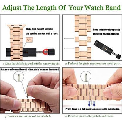 5-bead Stainless Steel Watch Band For Apple Watch Ultra 49mm&Watch Ultra 2 49mm / Series 9&8&7 45mm / SE 3&SE 2&6&SE&5&4 44mm / 3&2&1 42mm(Rose Gold) by bashfashion