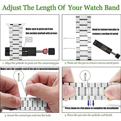 5-bead Stainless Steel Watch Band For Apple Watch Ultra 49mm&Watch Ultra 2 49mm / Series 9&8&7 45mm / SE 3&SE 2&6&SE&5&4 44mm / 3&2&1 42mm(Silver) by bashfashion