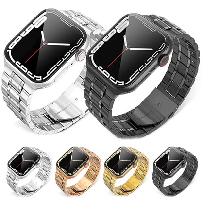 5-bead Stainless Steel Watch Band For Apple Watch Ultra 49mm&Watch Ultra 2 49mm / Series 9&8&7 45mm / SE 3&SE 2&6&SE&5&4 44mm / 3&2&1 42mm(Silver) by bashfashion