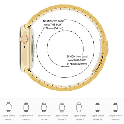 5-bead Stainless Steel Watch Band For Apple Watch Series 9&8&7 41mm / SE 3&SE 2&6&SE&5&4 40mm / 3&2&1 38mm(Gold) by bashfashion