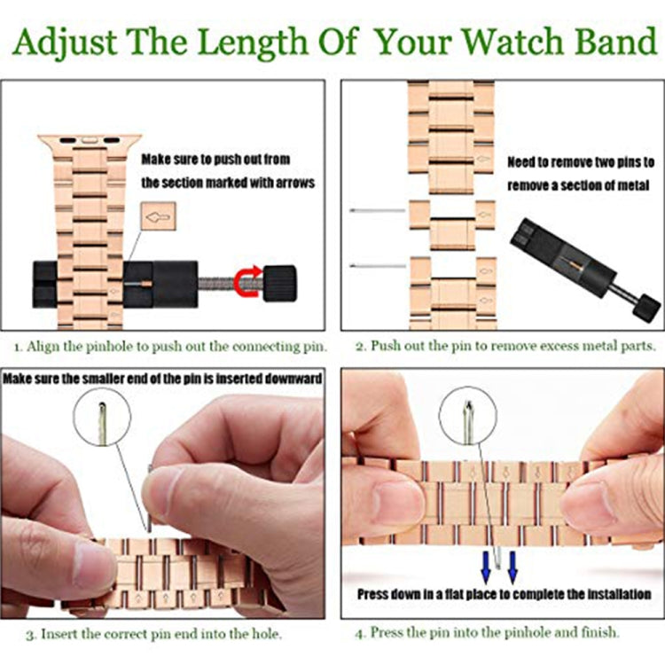 5-bead Stainless Steel Watch Band For Apple Watch Series 9&8&7 41mm / SE 3&SE 2&6&SE&5&4 40mm / 3&2&1 38mm(Rose Gold) by bashfashion
