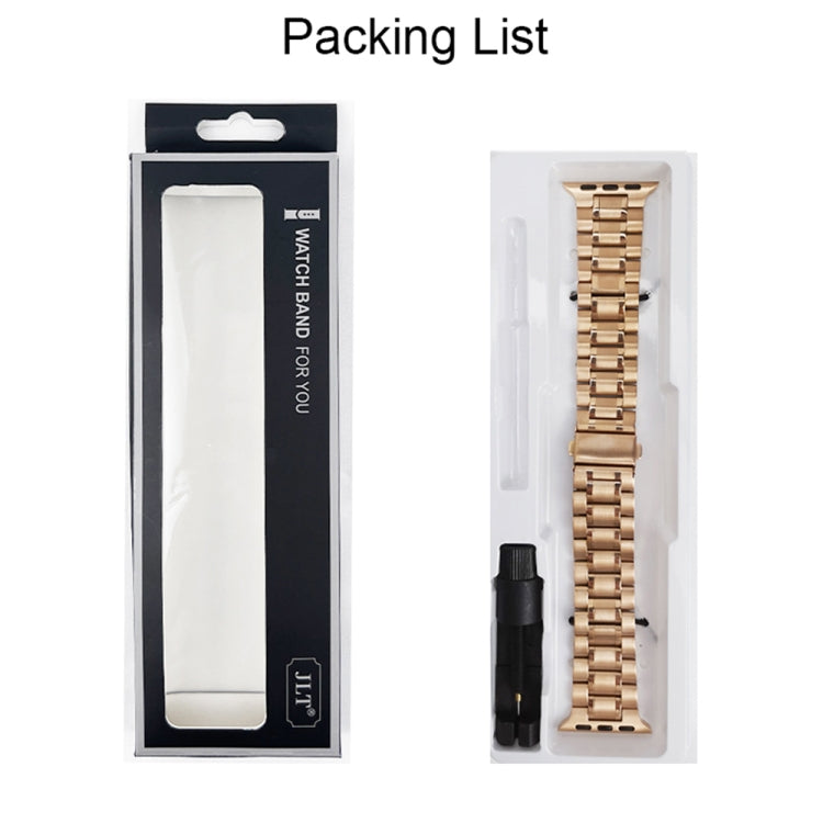 5-bead Stainless Steel Watch Band For Apple Watch Series 9&8&7 41mm / SE 3&SE 2&6&SE&5&4 40mm / 3&2&1 38mm(Rose Gold) by bashfashion