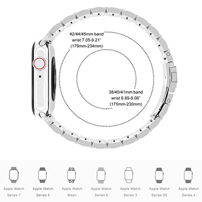 5-bead Stainless Steel Watch Band For Apple Watch Series 9&8&7 41mm / SE 3&SE 2&6&SE&5&4 40mm / 3&2&1 38mm(Silver) by bashfashion