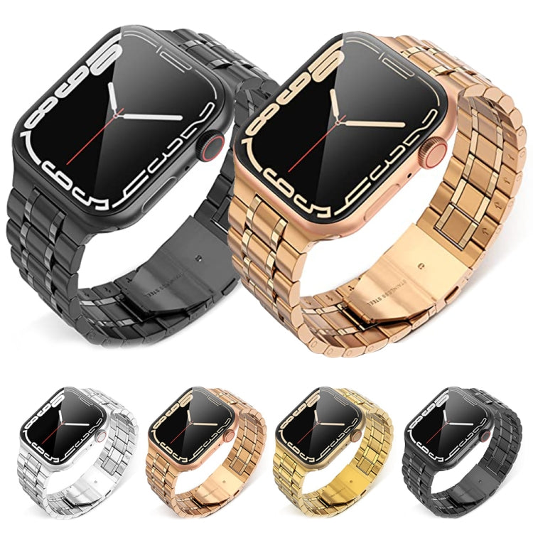 5-bead Stainless Steel Watch Band For Apple Watch Series 9&8&7 41mm / SE 3&SE 2&6&SE&5&4 40mm / 3&2&1 38mm(Rose Gold) by bashfashion