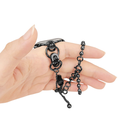 Double Chain 2-bead Stainless Steel Watch Band For Apple Watch Series 9&8&7 41mm / SE 3&SE 2&6&SE&5&4 40mm / 3&2&1 38mm(Black) by bashfashion