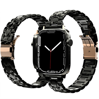 Electroplated Acrylic Watch Band For Apple Watch Ultra 49mm&Watch Ultra 2 49mm / Series 9&8&7 45mm / SE 3&SE 2&6&SE&5&4 44mm / 3&2&1 42mm(Black) by bashfashion