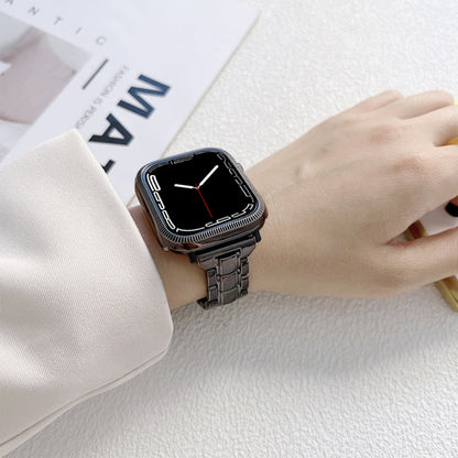 Electroplated Acrylic Watch Band For Apple Watch Ultra 49mm&Watch Ultra 2 49mm / Series 9&8&7 45mm / SE 3&SE 2&6&SE&5&4 44mm / 3&2&1 42mm(Black) by bashfashion