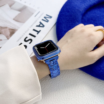 Electroplated Acrylic Watch Band For Apple Watch Ultra 49mm&Watch Ultra 2 49mm / Series 9&8&7 45mm / SE 3&SE 2&6&SE&5&4 44mm / 3&2&1 42mm(Blue) by bashfashion