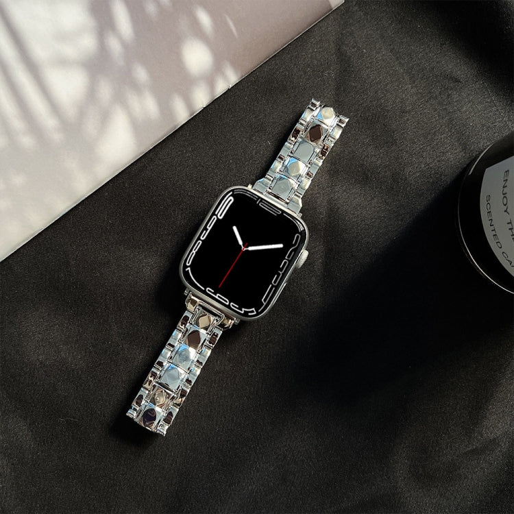 Electroplated Acrylic Watch Band For Apple Watch Series 9&8&7 41mm / SE 3&SE 2&6&SE&5&4 40mm / 3&2&1 38mm(Silver) by bashfashion