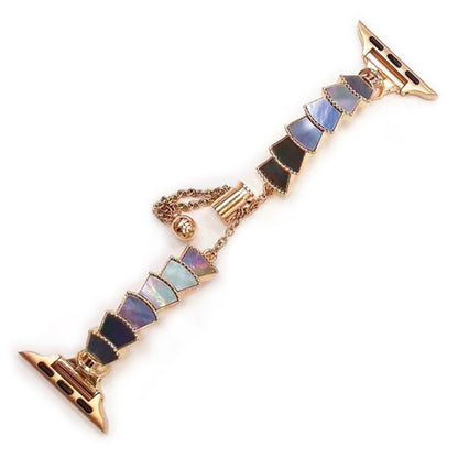 Metal Shell Watch Band For Apple Watch Ultra 49mm&Watch Ultra 2 49mm / Series 9&8&7 45mm / SE 3&SE 2&6&SE&5&4 44mm / 3&2&1 42mm(Rose Gold Blue) by bashfashion