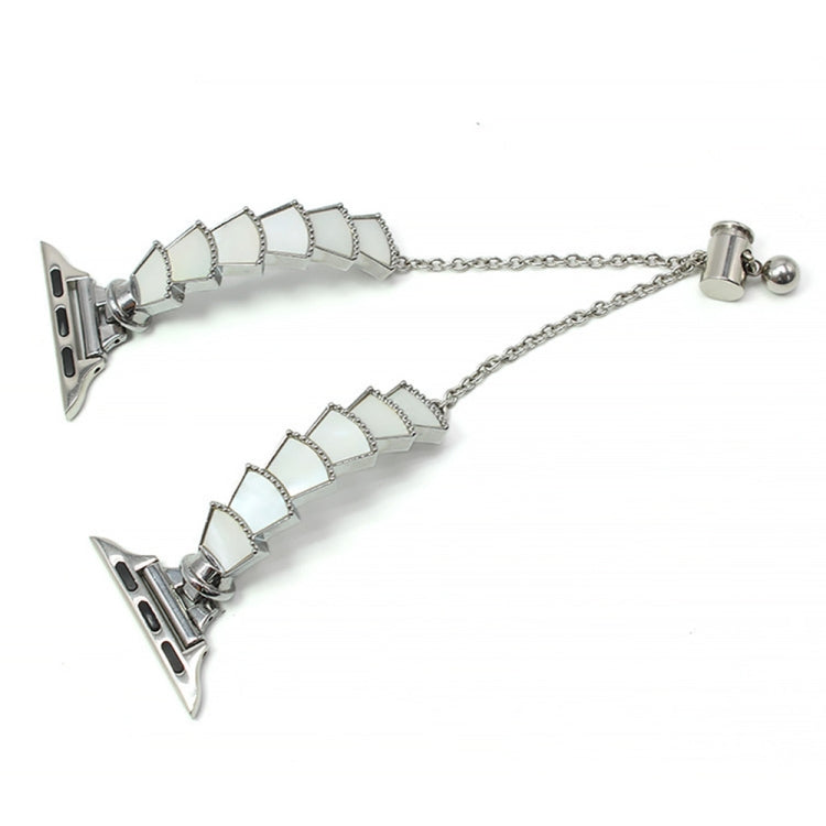 Metal Shell Watch Band For Apple Watch Ultra 49mm&Watch Ultra 2 49mm / Series 9&8&7 45mm / SE 3&SE 2&6&SE&5&4 44mm / 3&2&1 42mm(Silver White) by bashfashion