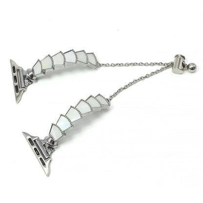 Metal Shell Watch Band For Apple Watch Ultra 49mm&Watch Ultra 2 49mm / Series 9&8&7 45mm / SE 3&SE 2&6&SE&5&4 44mm / 3&2&1 42mm(Silver White) by bashfashion