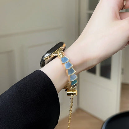 Metal Shell Watch Band For Apple Watch Ultra 49mm&Watch Ultra 2 49mm / Series 9&8&7 45mm / SE 3&SE 2&6&SE&5&4 44mm / 3&2&1 42mm(Gold Blue) by bashfashion