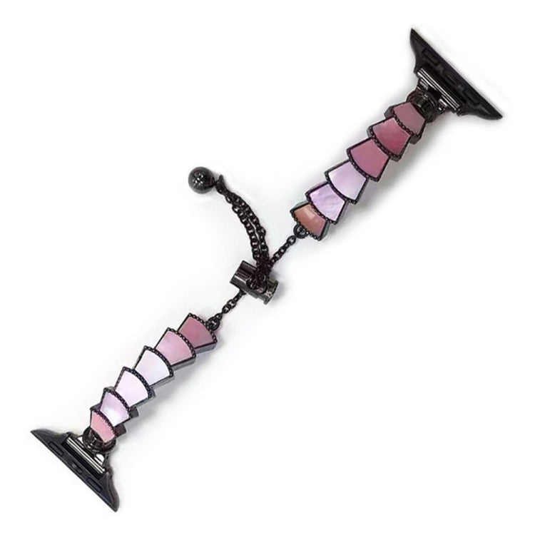 Metal Shell Watch Band For Apple Watch Series 9&8&7 41mm / SE 3&SE 2&6&SE&5&4 40mm / 3&2&1 38mm(Black Pink) by bashfashion