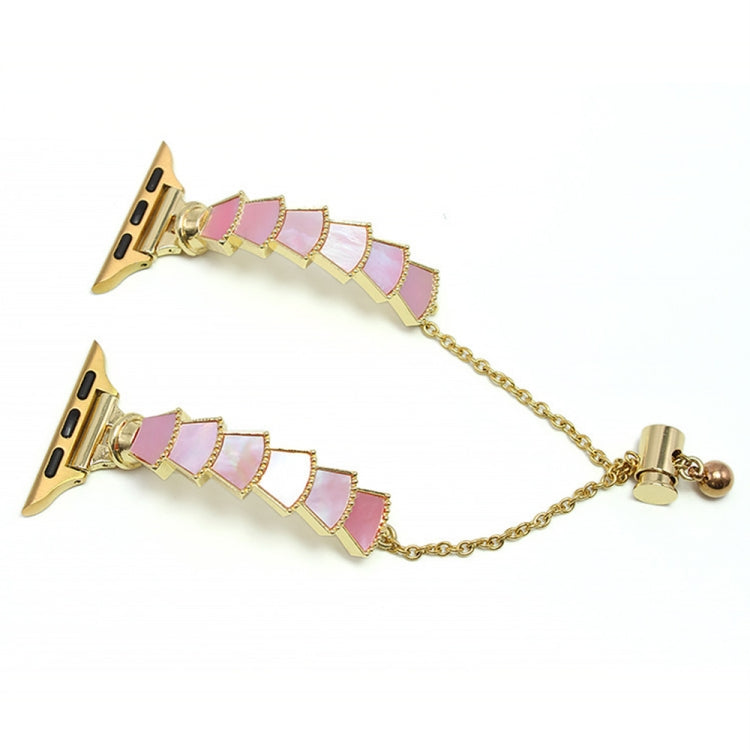 Metal Shell Watch Band For Apple Watch Series 9&8&7 41mm / SE 3&SE 2&6&SE&5&4 40mm / 3&2&1 38mm(Gold Pink) by bashfashion