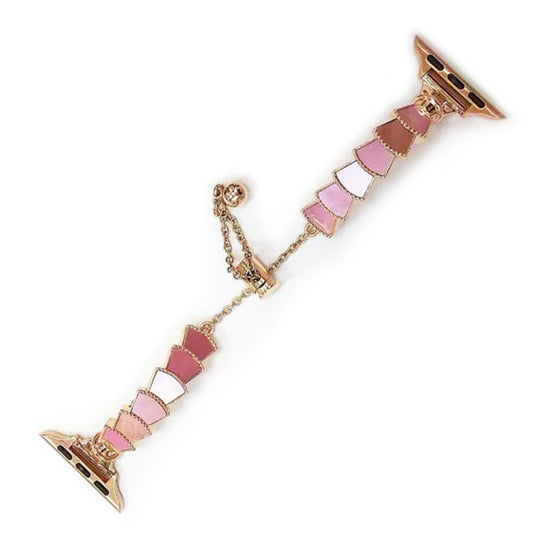 Metal Shell Watch Band For Apple Watch Series 9&8&7 41mm / SE 3&SE 2&6&SE&5&4 40mm / 3&2&1 38mm(Rose Gold Pink) by bashfashion