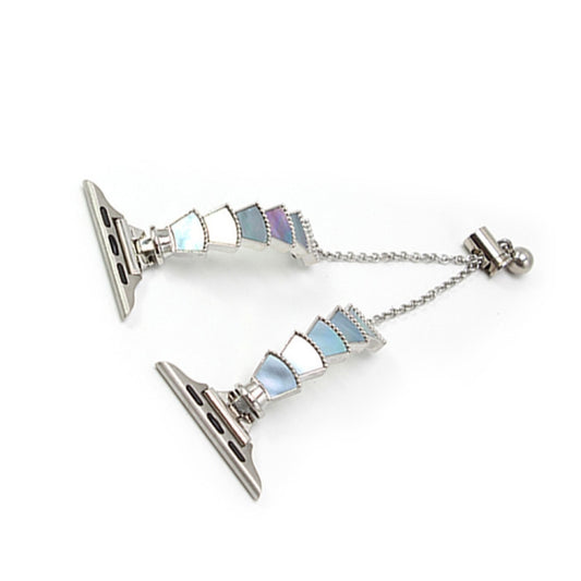 Metal Shell Watch Band For Apple Watch Series 9&8&7 41mm / SE 3&SE 2&6&SE&5&4 40mm / 3&2&1 38mm(Silver Blue) by bashfashion