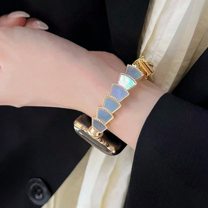 Metal Shell Watch Band For Apple Watch Series 9&8&7 41mm / SE 3&SE 2&6&SE&5&4 40mm / 3&2&1 38mm(Silver Blue) by bashfashion