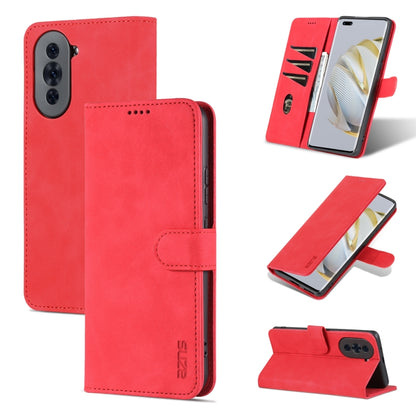 For Huawei nova 10 AZNS Skin Feel Calf Texture Flip Leather Phone Case(Red) by AZNS