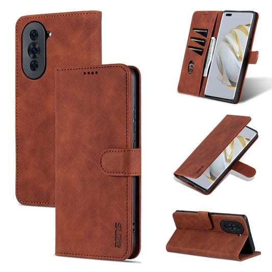 For Huawei nova 10 AZNS Skin Feel Calf Texture Flip Leather Phone Case(Brown) by AZNS