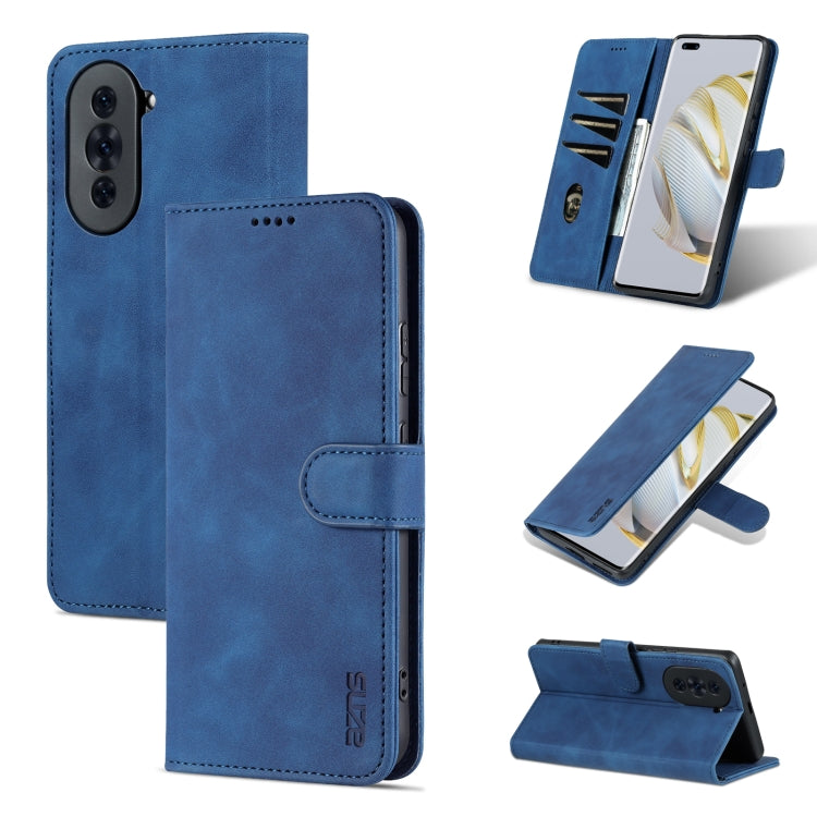 For Huawei nova 10 Pro AZNS Skin Feel Calf Texture Flip Leather Phone Case(Blue) by AZNS