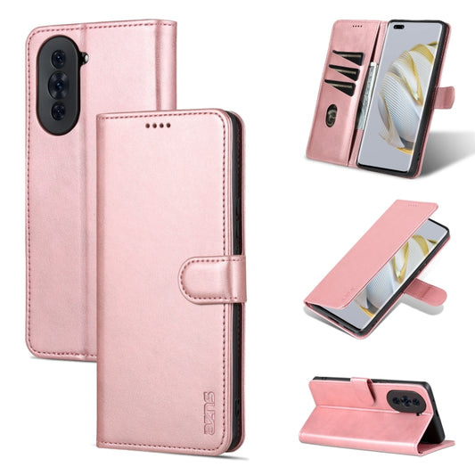 For Huawei nova 10 Pro AZNS Skin Feel Calf Texture Flip Leather Phone Case(Rose Gold) by AZNS