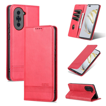 For Huawei nova 10 AZNS Magnetic Calf Texture Flip Leather Phone Case(Red) by AZNS