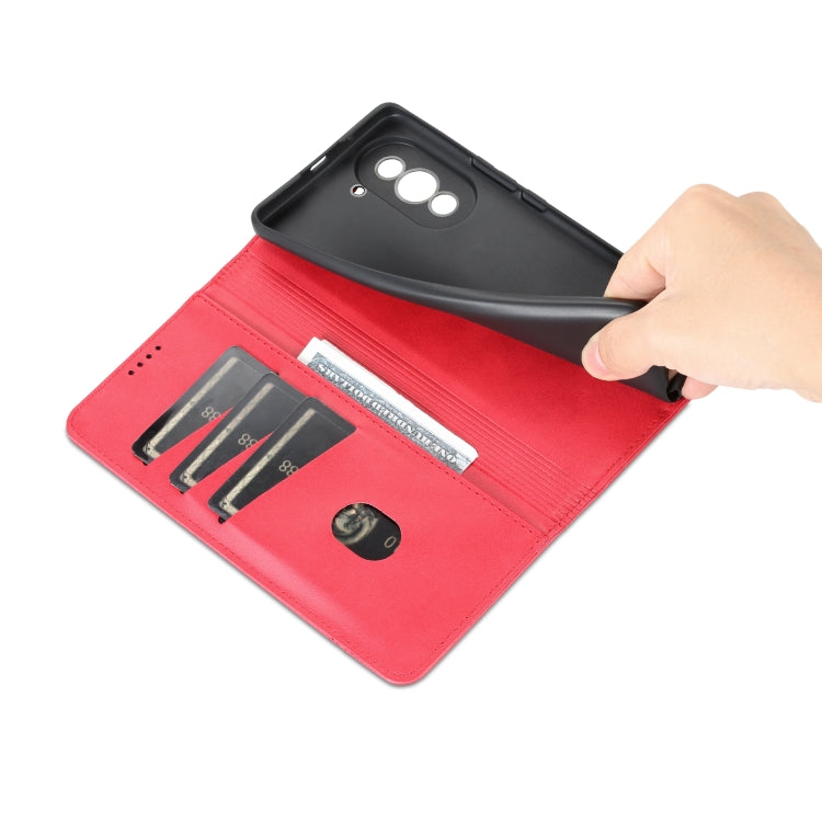 For Huawei nova 10 AZNS Magnetic Calf Texture Flip Leather Phone Case(Red) by AZNS