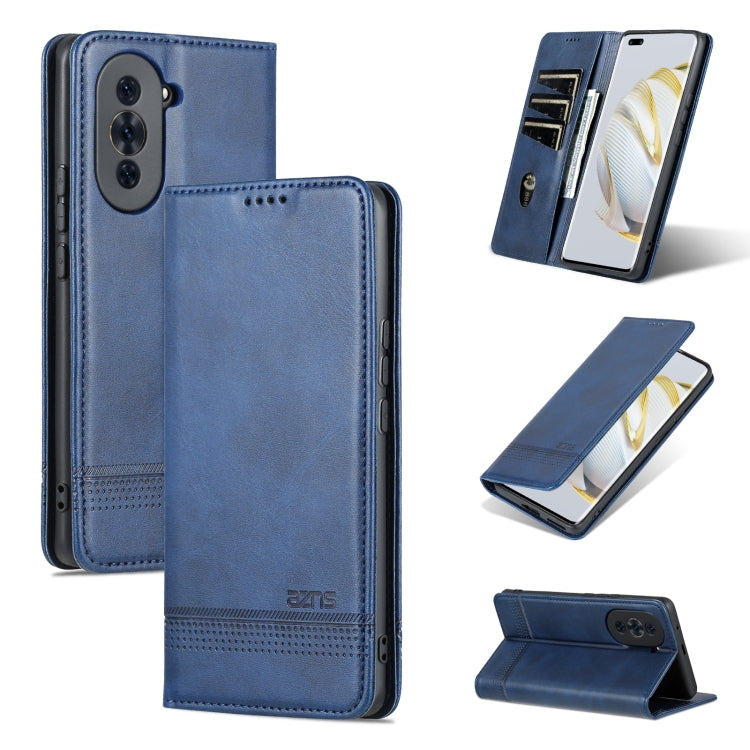 For Huawei nova 10 AZNS Magnetic Calf Texture Flip Leather Phone Case(Dark Blue) by AZNS