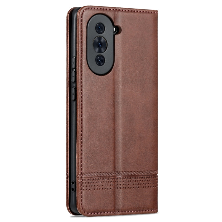 For Huawei nova 10 AZNS Magnetic Calf Texture Flip Leather Phone Case(Dark Brown) by AZNS