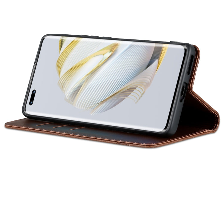 For Huawei nova 10 AZNS Magnetic Calf Texture Flip Leather Phone Case(Dark Brown) by AZNS