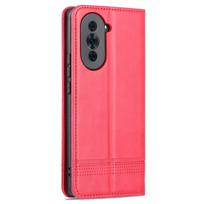 For Huawei nova 10 Pro AZNS Magnetic Calf Texture Flip Leather Phone Case(Red) by AZNS