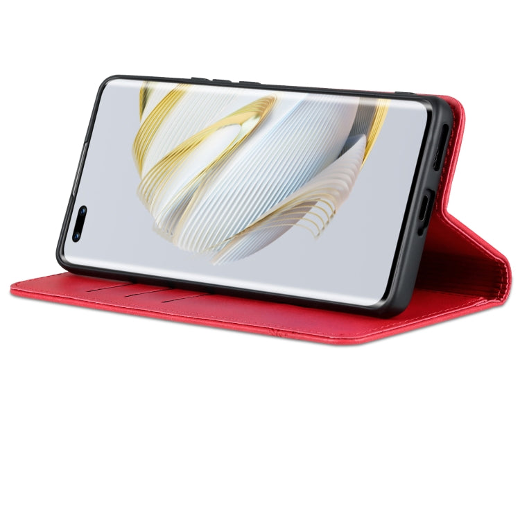 For Huawei nova 10 Pro AZNS Magnetic Calf Texture Flip Leather Phone Case(Red) by AZNS