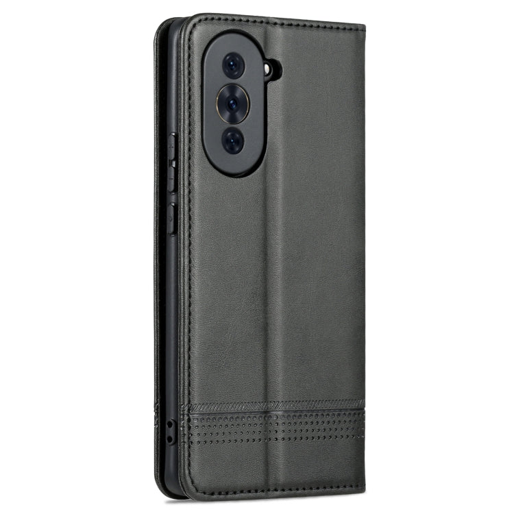 For Huawei nova 10 Pro AZNS Magnetic Calf Texture Flip Leather Phone Case(Black) by AZNS