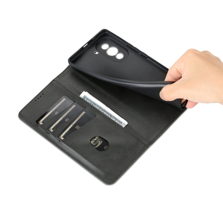 For Huawei nova 10 Pro AZNS Magnetic Calf Texture Flip Leather Phone Case(Black) by AZNS