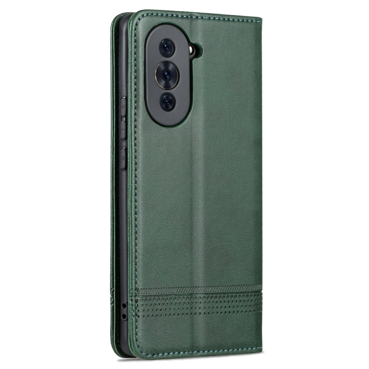For Huawei nova 10 Pro AZNS Magnetic Calf Texture Flip Leather Phone Case(Dark Green) by AZNS