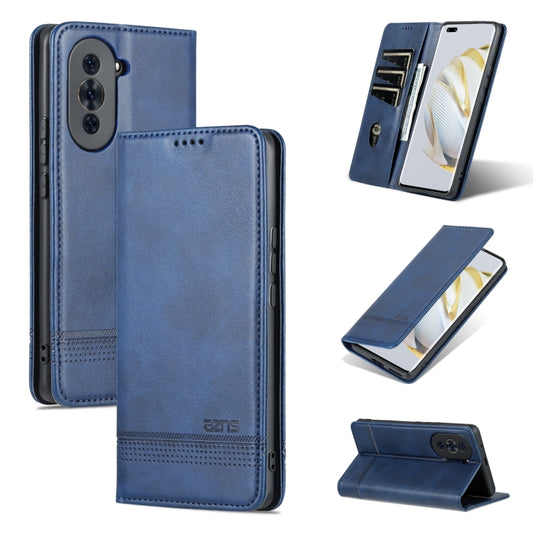 For Huawei nova 10 Pro AZNS Magnetic Calf Texture Flip Leather Phone Case(Dark Blue) by AZNS